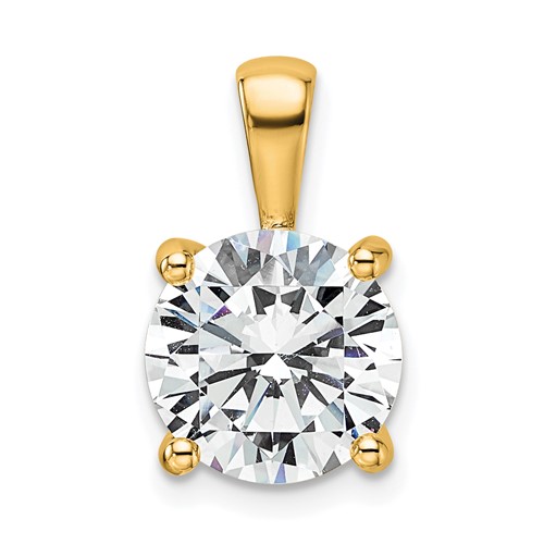14K Yellow Gold 4 Carat Certified Lab Grown Diamond VS SI+ G+ Round Complete Four Prong Pendant