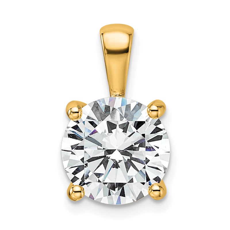14k 4 carat Lab Grown Diamond VS/SI+ G+ Round Complete Four Prong Pendant