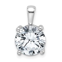 14K White Gold 5 Carat Certified Lab Grown Diamond VS+ F+ Round Complete Four Prong Pendant view 1