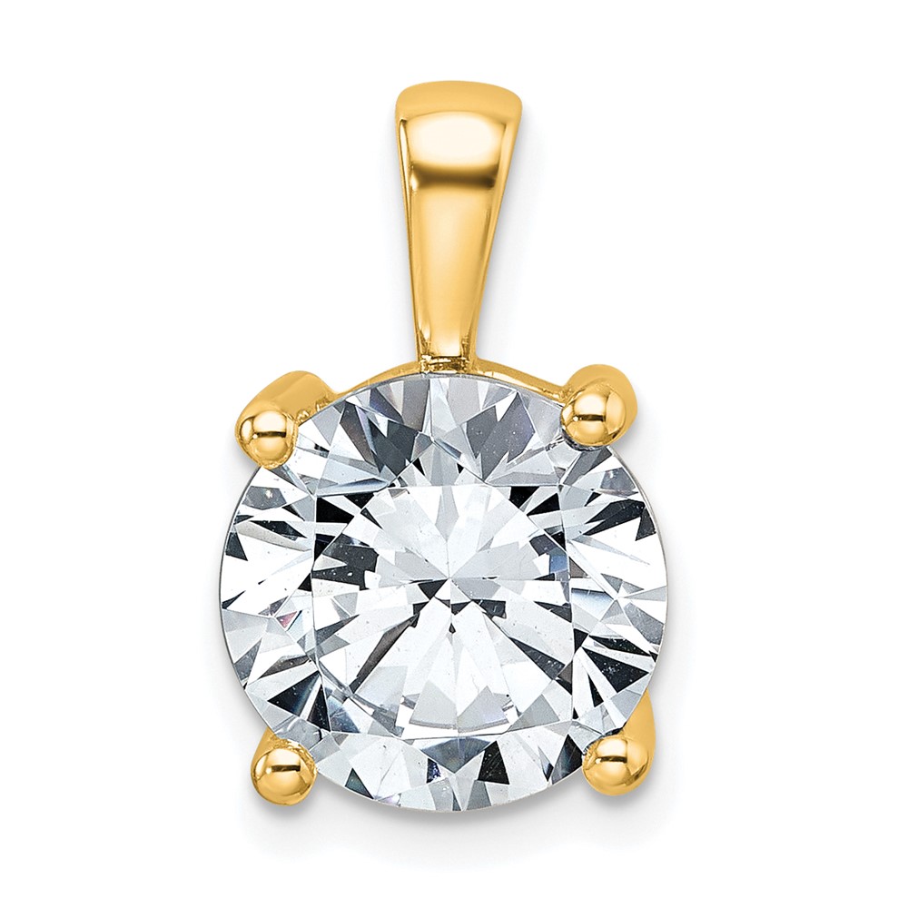 14K Yellow Gold 5 Carat Certified Lab Grown Diamond VS+ F+ Round Complete Four Prong Pendant