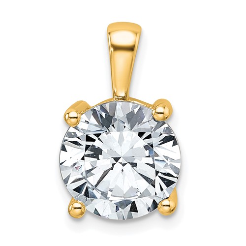 14K Yellow Gold 5 Carat Certified Lab Grown Diamond VS+ F+ Round Complete Four Prong Pendant