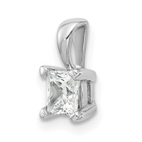 14K White Gold 0.50 Carat Certified Lab Grown Diamond VS SI+ G+ Princess Complete Four Prong Pendant view 5