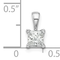 14K White Gold 0.50 Carat Certified Lab Grown Diamond VS SI+ G+ Princess Complete Four Prong Pendant view 3