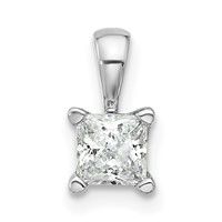 14K White Gold 0.50 Carat Certified Lab Grown Diamond VS SI+ G+ Princess Complete Four Prong Pendant view 1