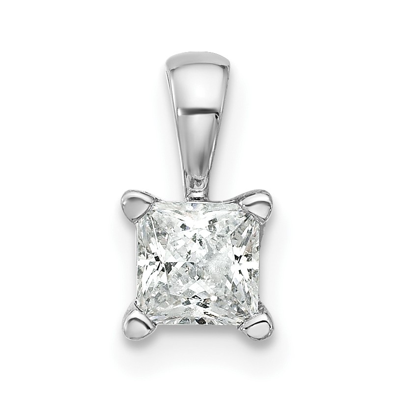 14k White Gold 1/2 carat Certified Lab Grown Diamond VS+ F+ Princess Complete Four Prong Pendant