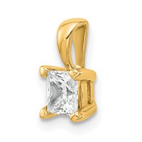 14K Yellow Gold 0.50 Carat Lab Grown Diamond VS SI+ G+ Princess Complete Four Prong Pendant view 4