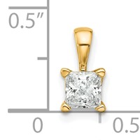 14K Yellow Gold 0.50 Carat Lab Grown Diamond VS SI+ G+ Princess Complete Four Prong Pendant view 5