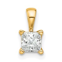 14K Yellow Gold 0.50 Carat Lab Grown Diamond VS SI+ G+ Princess Complete Four Prong Pendant view 1