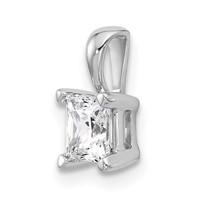 14K White Gold 0.75 Carat Lab Grown Diamond VS+ F+ Princess Complete Four Prong Pendant view 4