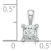 14K White Gold 0.75 Carat Lab Grown Diamond VS+ F+ Princess Complete Four Prong Pendant view 5
