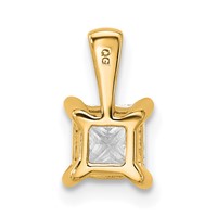 14K Yellow Gold 0.75 Carat Certified Lab Grown Diamond VS SI+ G+ Princess Complete Four Prong Pendant view 3