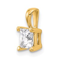 14K Yellow Gold 0.75 Carat Certified Lab Grown Diamond VS SI+ G+ Princess Complete Four Prong Pendant view 4
