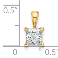 14K Yellow Gold 0.75 Carat Certified Lab Grown Diamond VS SI+ G+ Princess Complete Four Prong Pendant view 5
