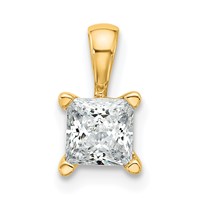14K Yellow Gold 0.75 Carat Certified Lab Grown Diamond VS SI+ G+ Princess Complete Four Prong Pendant view 1