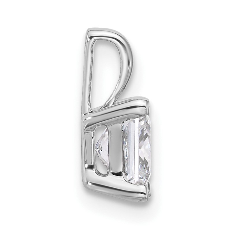 14k White Gold 1 carat Lab Grown Diamond VS+ F+ Princess Complete Four Prong Pendant