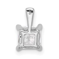 14K White Gold 1 Carat Lab Grown Diamond VS+ F+ Princess Complete Four Prong Pendant view 3