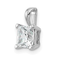 14K White Gold 1 Carat Lab Grown Diamond VS+ F+ Princess Complete Four Prong Pendant view 4