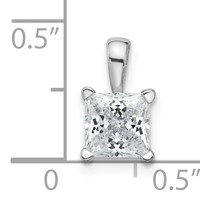 14K White Gold 1 Carat Lab Grown Diamond VS+ F+ Princess Complete Four Prong Pendant view 5