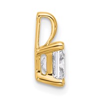 14K Yellow Gold 1 Carat Lab Grown Diamond VS+ F+ Princess Complete Four Prong Pendant view 2