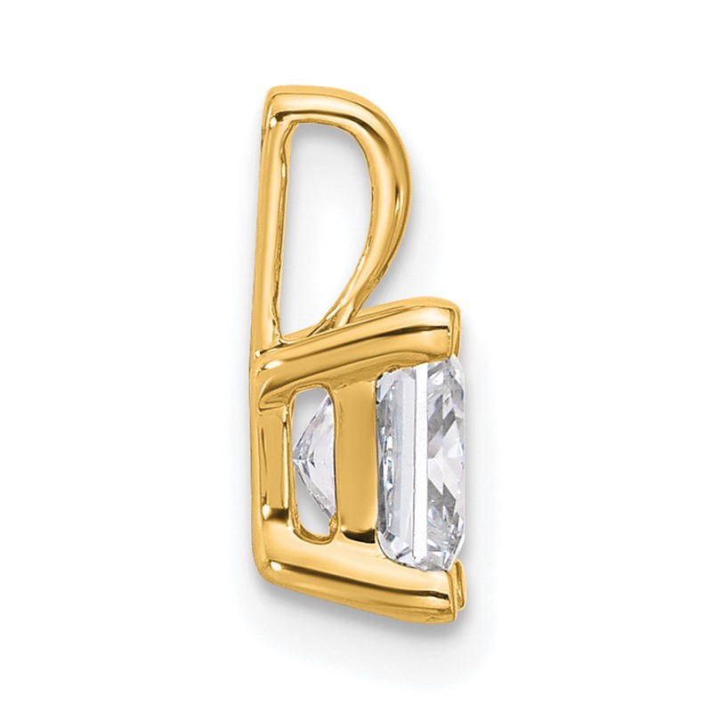 14k 1 carat Certified Lab Grown Diamond VS/SI+ G+ Princess Complete Four Prong Pendant