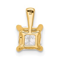 14K Yellow Gold 1 Carat Lab Grown Diamond VS+ F+ Princess Complete Four Prong Pendant view 3