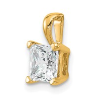 14K Yellow Gold 1 Carat Lab Grown Diamond VS+ F+ Princess Complete Four Prong Pendant view 4