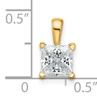 14K Yellow Gold 1 Carat Lab Grown Diamond VS+ F+ Princess Complete Four Prong Pendant view 5
