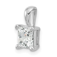 14K White Gold 1.50 Carat Certified Lab Grown Diamond VS SI+ G+ Princess Complete Four Prong Pendant view 5