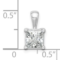 14K White Gold 1.50 Carat Certified Lab Grown Diamond VS SI+ G+ Princess Complete Four Prong Pendant view 3