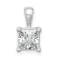 14K White Gold 1.50 Carat Certified Lab Grown Diamond VS SI+ G+ Princess Complete Four Prong Pendant view 1