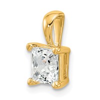 14K Yellow Gold 1.50 Carat Lab Grown Diamond VS+ F+ Princess Complete Four Prong Pendant view 4