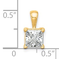 14K Yellow Gold 1.50 Carat Lab Grown Diamond VS+ F+ Princess Complete Four Prong Pendant view 5