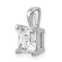 14K White Gold 2 Carat Lab Grown Diamond VS+ F+ Princess Complete Four Prong Pendant view 4