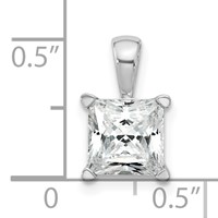 14K White Gold 2 Carat Lab Grown Diamond VS+ F+ Princess Complete Four Prong Pendant view 5