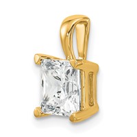 14K Yellow Gold 2 Carat Certified Lab Grown Diamond VS+ F+ Princess Complete Four Prong Pendant view 4