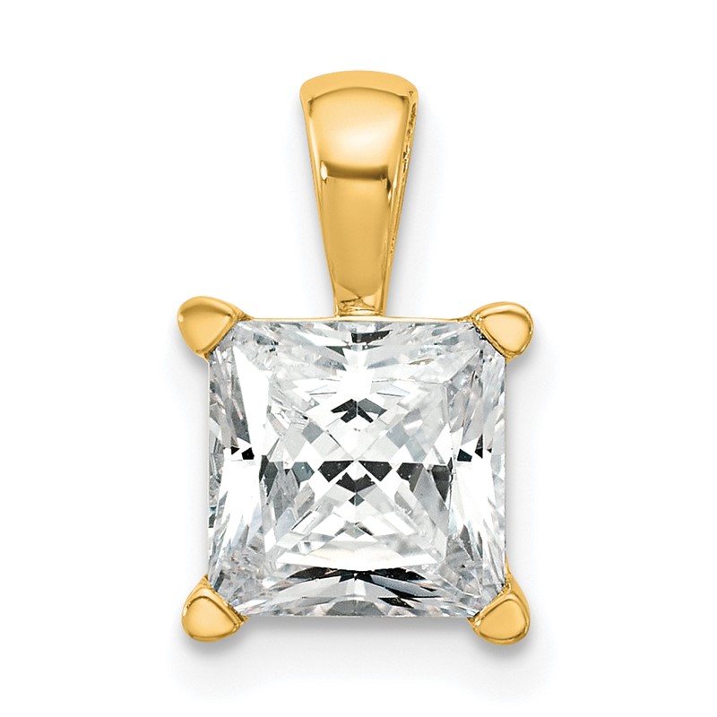 14k 2 carat Certified Lab Grown Diamond VS/SI+ G+ Princess Complete Four Prong Pendant
