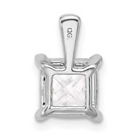 14K White Gold 2.50 Carat Lab Grown Diamond VS SI+ G+ Princess Complete Four Prong Pendant view 3