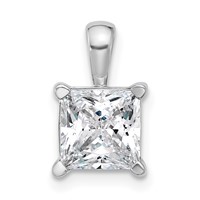 14K White Gold 2.50 Carat Lab Grown Diamond VS SI+ G+ Princess Complete Four Prong Pendant view 1