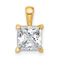 14K Yellow Gold 2.50 Carat Lab Grown Diamond VS SI+ G+ Princess Complete Four Prong Pendant view 1