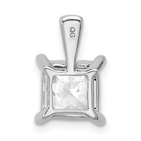14K White Gold 3 Carat Lab Grown Diamond VS SI+ G+ Princess Complete Four Prong Pendant view 3