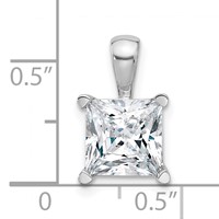 14K White Gold 3 Carat Lab Grown Diamond VS SI+ G+ Princess Complete Four Prong Pendant view 5