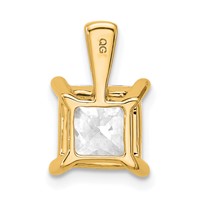 14K Yellow Gold 3 Carat Certified Lab Grown Diamond VS+ F+ Princess Complete Four Prong Pendant view 3