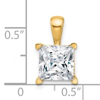 14K Yellow Gold 3 Carat Certified Lab Grown Diamond VS+ F+ Princess Complete Four Prong Pendant view 5