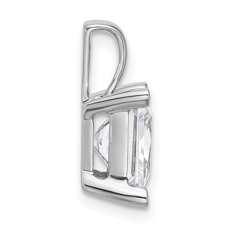 14k White Gold 4 carat Lab Grown Diamond VS+ F+ Princess Complete Four Prong Pendant