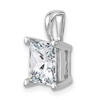 14K White Gold 4 Carat Lab Grown Diamond VS+ F+ Princess Complete Four Prong Pendant view 4