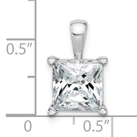 14K White Gold 4 Carat Lab Grown Diamond VS+ F+ Princess Complete Four Prong Pendant view 5