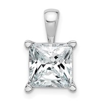 14K White Gold 4 Carat Lab Grown Diamond VS+ F+ Princess Complete Four Prong Pendant view 1