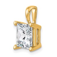 14K Yellow Gold 4 Carat Certified Lab Grown Diamond VS+ F+ Princess Complete Four Prong Pendant view 4