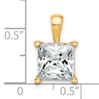 14K Yellow Gold 4 Carat Certified Lab Grown Diamond VS+ F+ Princess Complete Four Prong Pendant view 5