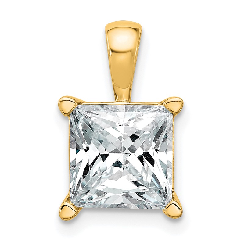 14k 4 carat Certified Lab Grown Diamond VS/SI+ G+ Princess Complete Four Prong Pendant